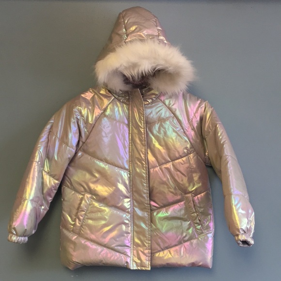 SHEIN Other - SHEIN Girl’s Silver Holographic Puffer Jacket-9Y
